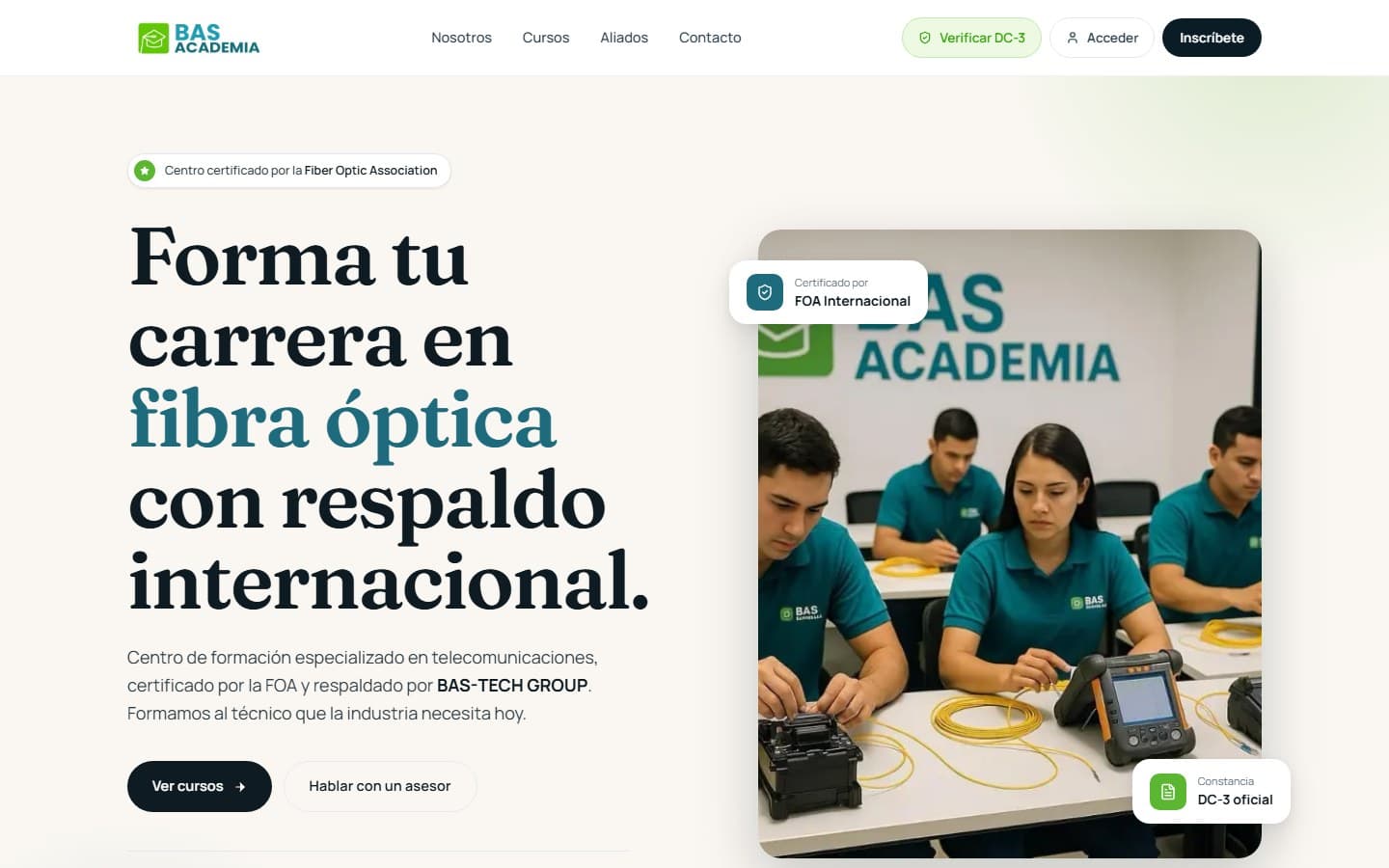 Captura de BAS Academia en escritorio