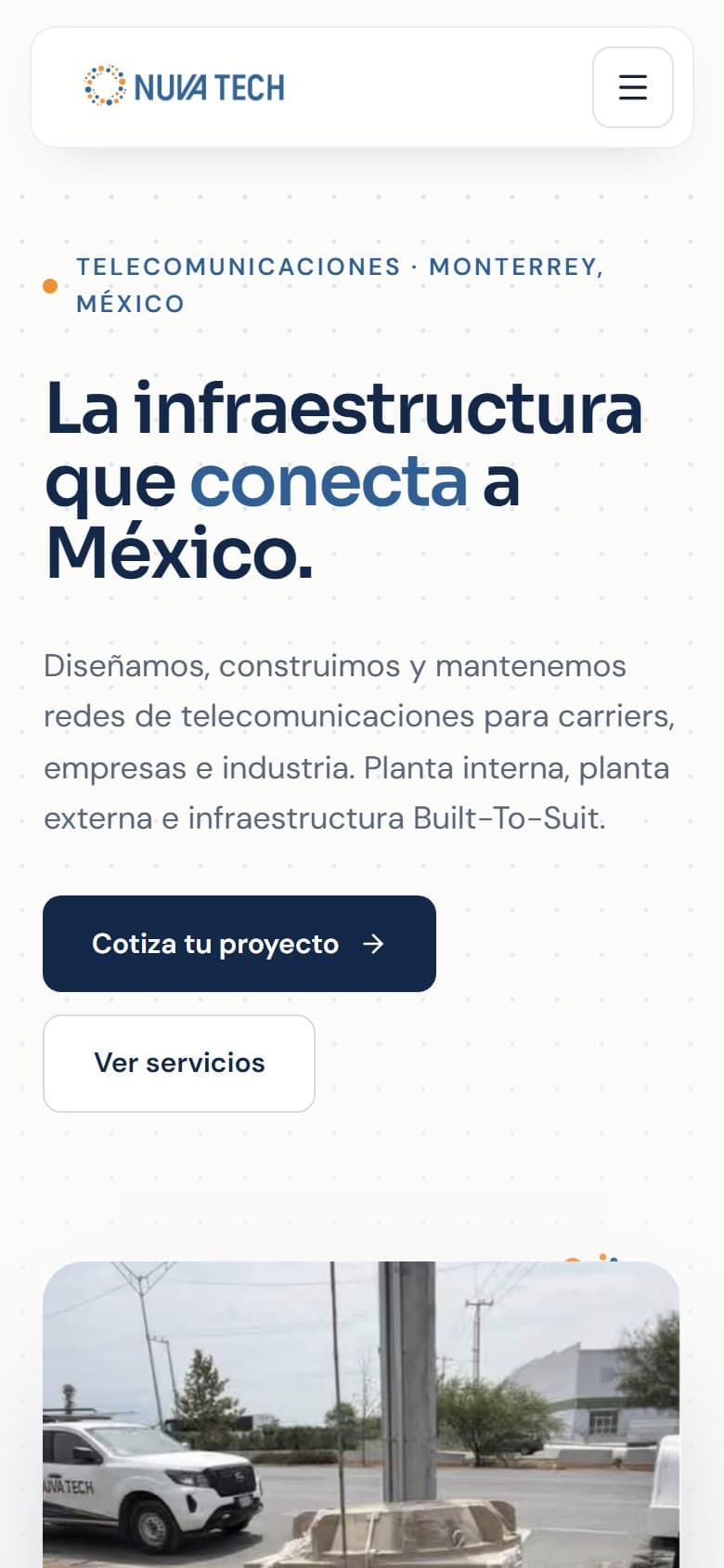 Captura de Nuvatech en celular